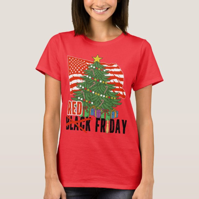 Red Fredag Military Deployment Black från jul T Shirt (Framsida)