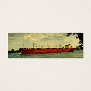 Red Freighter Illustration Tiny Bokmärken Litet Visitkort