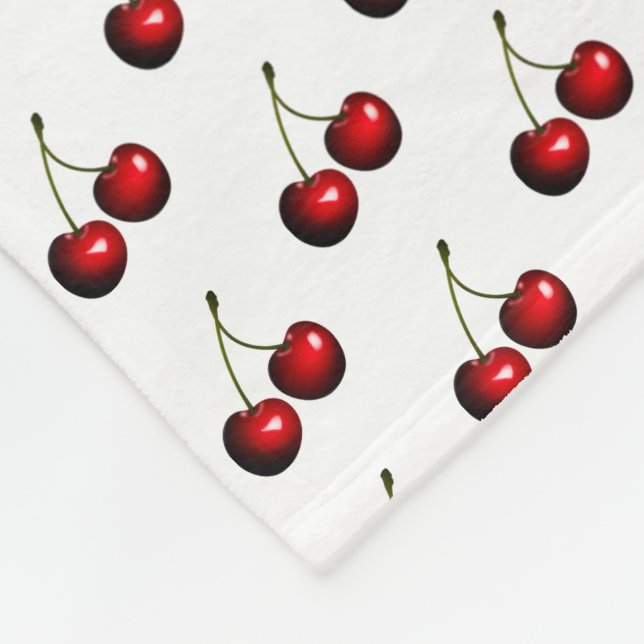 Red Fresh Sweet Cherries Fleecefilt (Hörn)