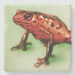 Red Frog Stone Underlägg, Vild Animal Sketch Underlägg Sten
