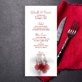 Red Frosty Berries Winter Wedding Menu Meny