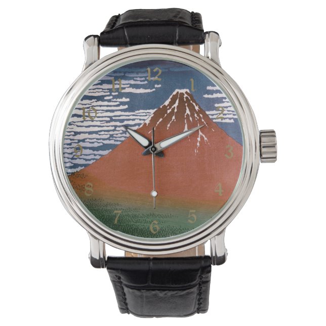 Red Fuji, Aka Fujiyama Volcano Katsushika Hokusai Armbandsur (Framsida)