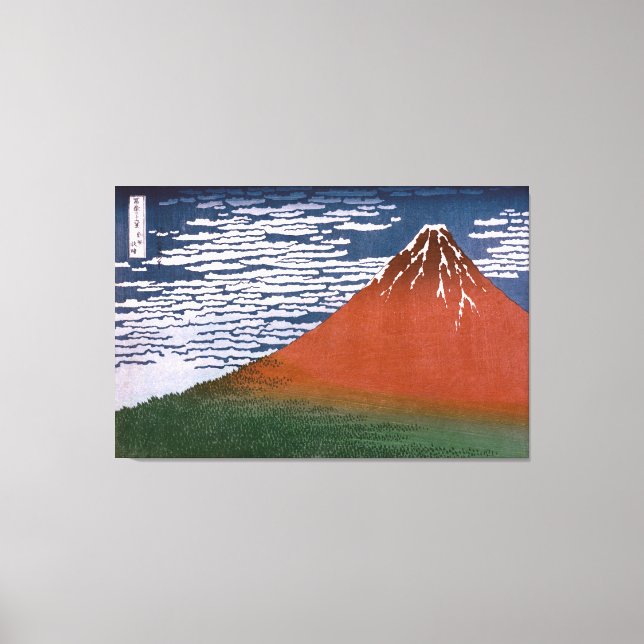 Red Fuji, Aka Fujiyama Volcano Katsushika Hokusai Canvastryck (Framsida)