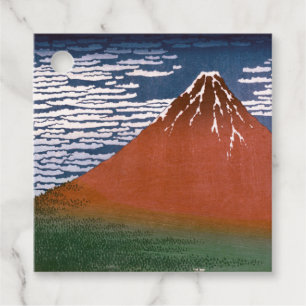 Red Fuji, Aka Fujiyama Volcano Katsushika Hokusai Gåvor Etiketter