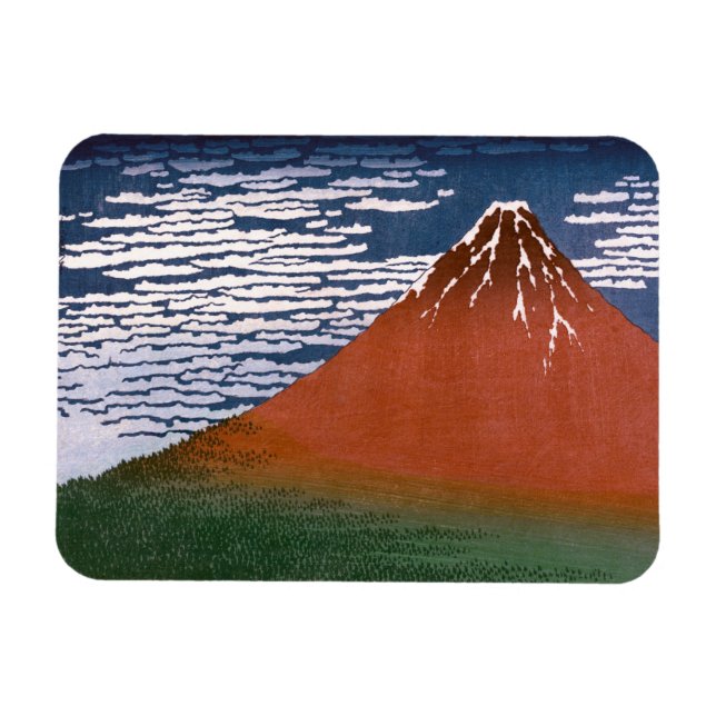 Red Fuji, Aka Fujiyama Volcano Katsushika Hokusai Magnet (Horisontell)