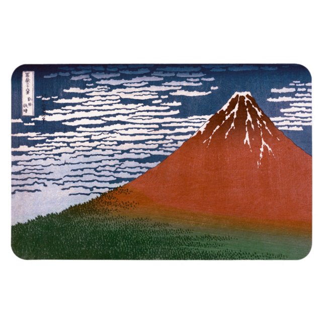 Red Fuji, Aka Fujiyama Volcano Katsushika Hokusai Magnet (Horisontell)