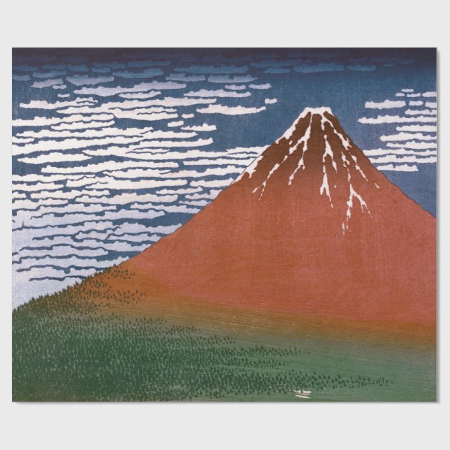 Red Fuji, Aka Fujiyama Volcano Katsushika Hokusai Presentpapper (Platt)