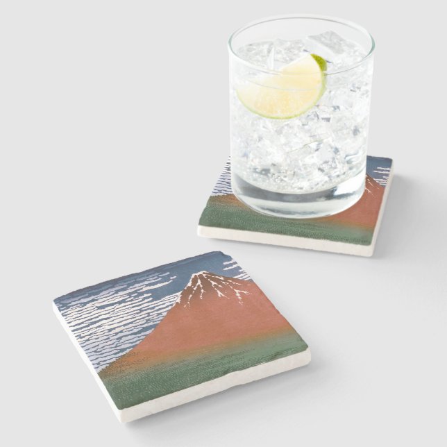 Red Fuji, Aka Fujiyama Volcano Katsushika Hokusai Stenunderlägg (Sidan)