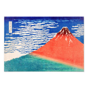 Red Fuji Hokusai Fototryck