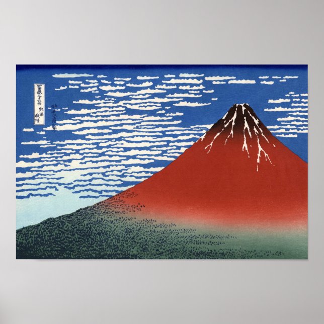 Red Fuji Hokusai japansk Fine Art Poster (Framsidan)