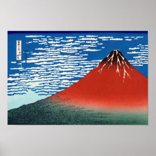 Red Fuji Hokusai japansk Fine Art Poster