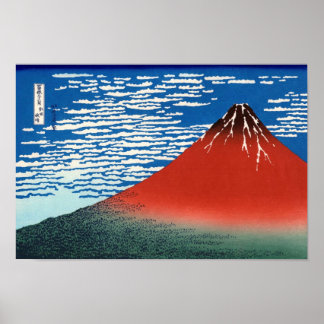 Red Fuji Hokusai japansk Fine Art Poster
