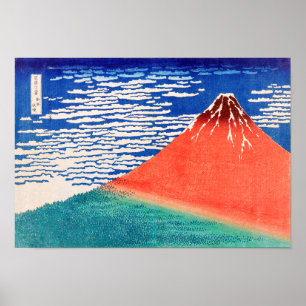 Red Fuji Hokusai Poster