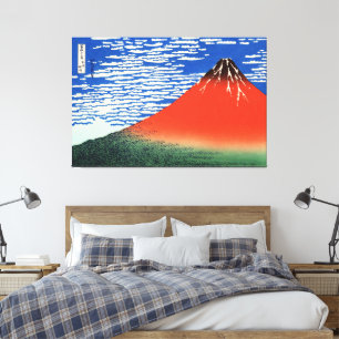 Red Fuji Hokusai Ukiyo-e Japansk konst Canvastryck