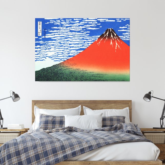 Red Fuji Hokusai Ukiyo-e Japansk konst Canvastryck (Insitu (sovrum))