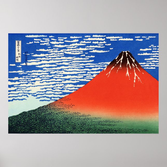 Red Fuji Hokusai Ukiyo-e Japansk konst Poster (Framsidan)
