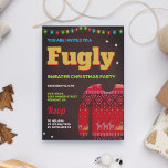 Red Funny Fugly Ugly Sweater jul Party Inbjudningar<br><div class="desc">Förbluffa dina gäster med den här roligten julfestinbjudan med en trikå med vibrerande typografi på en kritbakgrund. Lägg bara till din händelseinformation i den här mallen som är enkel att använda för att göra den till en inbjudan av typen en. Vänd kortet över för att visa en stickad julsvett mönster...</div>
