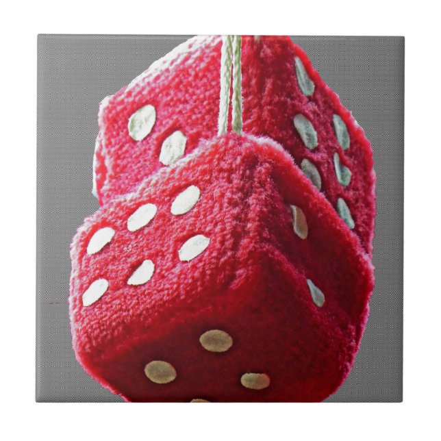 Red Fuzzy Dice Kakelplatta (Framsidan)