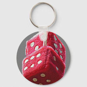 Red Fuzzy Dice Nyckelring