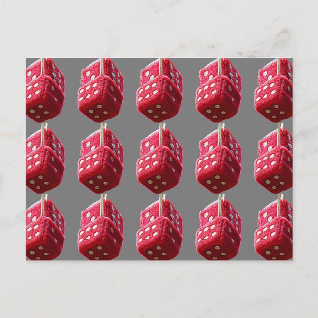Red Fuzzy Dice Vykort (Framsida)