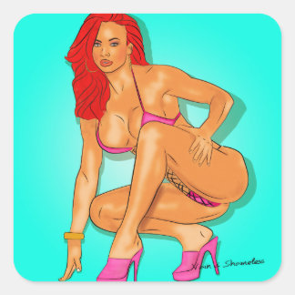 Red Fyrkantigt Klistermärke