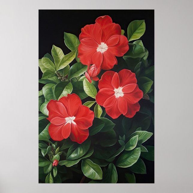 Red Gardenias Flower Art Print Poster (Framsidan)