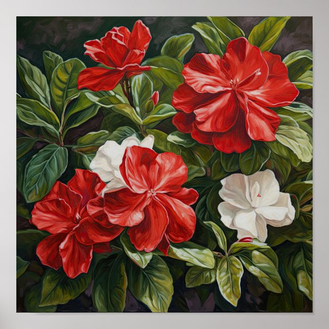 Red Gardenias Flower Art Print Poster (Framsidan)