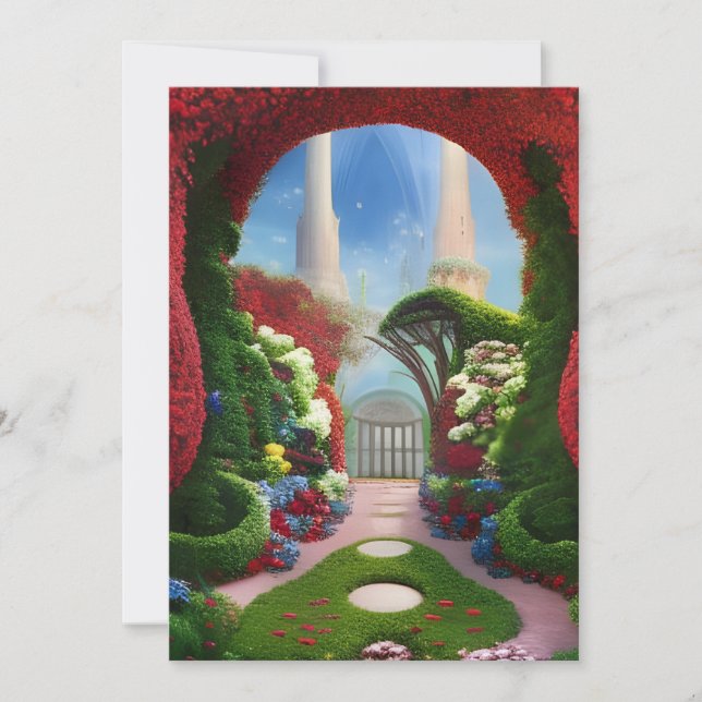 Red Gardens Fantasy Art Greeting Card Kort (Framsida)