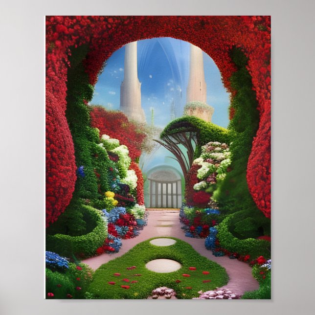 Red Gardens Fantasy Digital Art Poster (Framsidan)