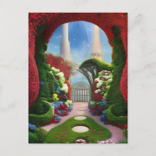 Red Gardens Fantasy Digital Art Vykort
