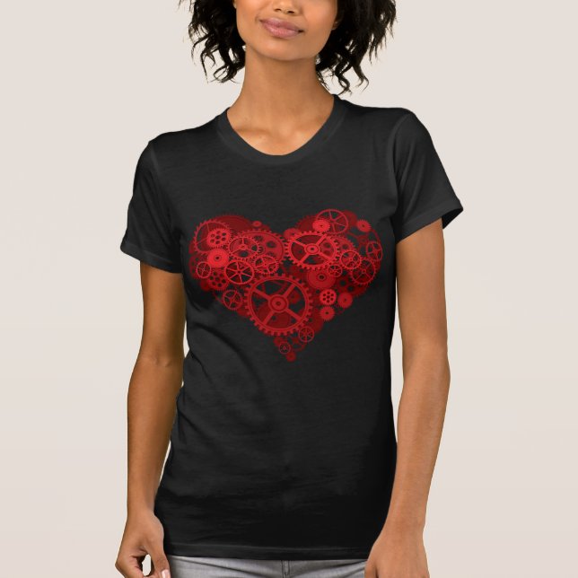 Red Gears Heart Tee Shirt (Framsida)