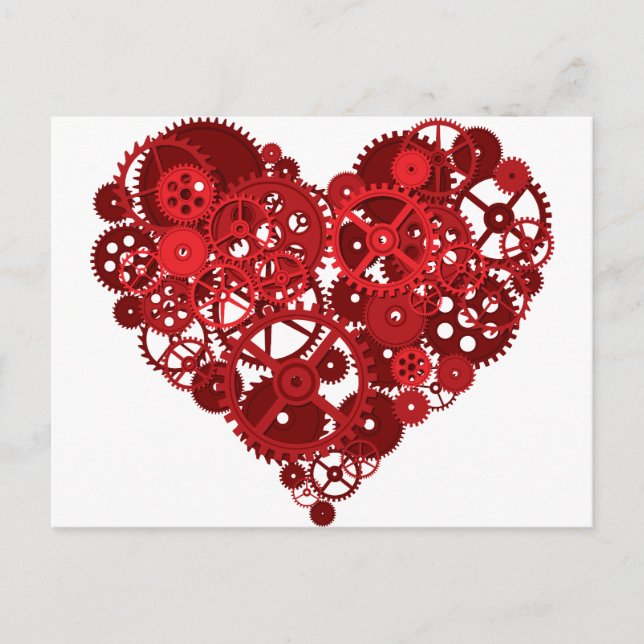 Red Gears Heart Vykort (Framsida)