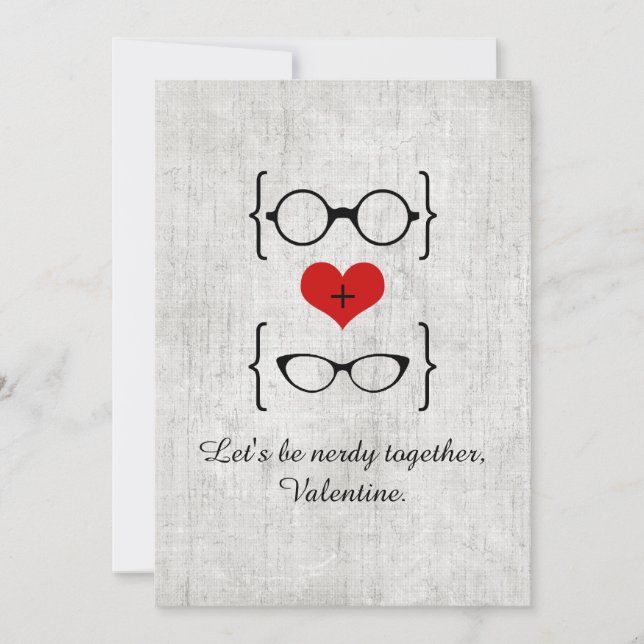 Red Geeky Glasses Valentine Day Flat Card Julkort (Framsida)