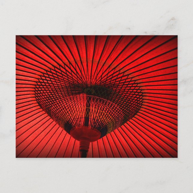 Red Geisha Parasol Vykort (Framsida)