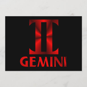 Red Gemini Horoscope Symbol Inbjudningar