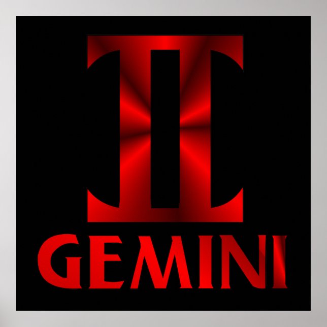 Red Gemini Horoscope Symbol Poster (Framsidan)