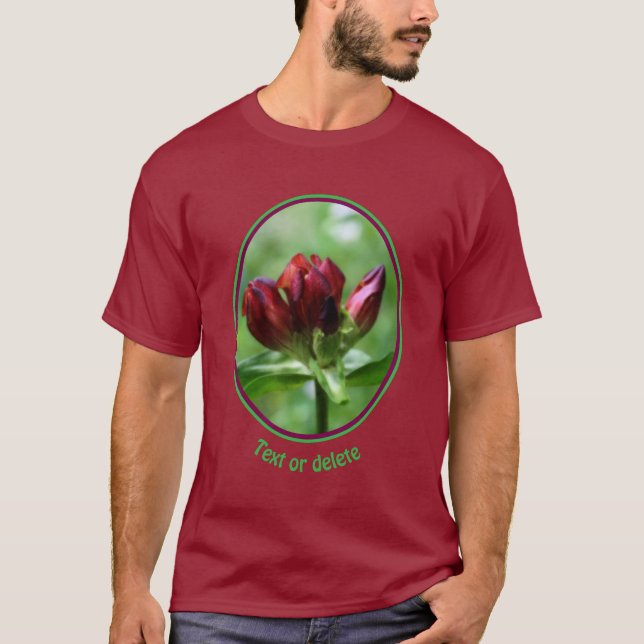 Red Gentian Flower In Bloom Personalized T Shirt (Framsida)