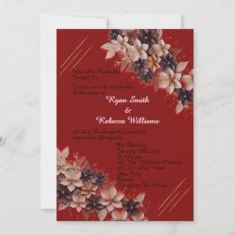 Red Geometric Floral Wedding Invitation Inbjudningar