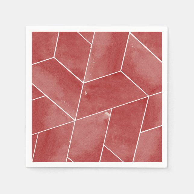 Red Geometric Gala Napkins Pappersservett (Framsidan)
