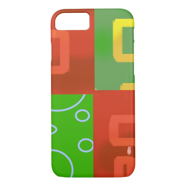Red Geometric Green Loops Case-Mate iPhone Skal (Baksida)