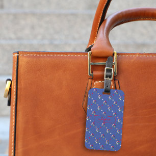 Red geometric minimum blue mönster Luggage Tag Bagagebricka