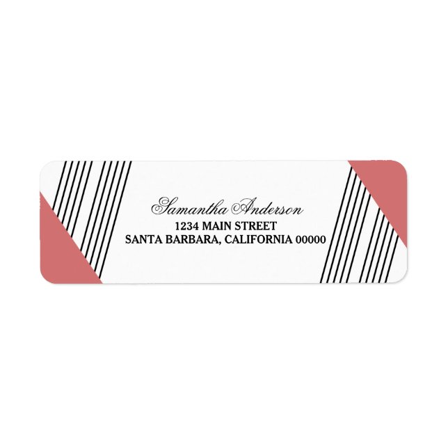 Red Geometric Rand Adressetiketter Returadress Etikett (Framsidan)