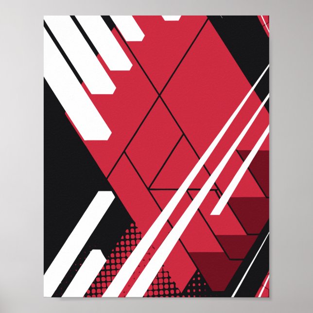 Red Geometric Structure with Shaded Depth Poster (Framsidan)