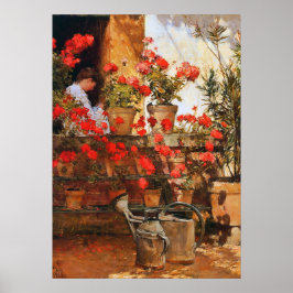 Red Geraniums Impressionism Poster