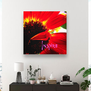 Red Gerber Daisy Closeup Photo Bold Modern Inspire Canvastryck