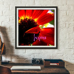 Red Gerber Daisy Closeup Photo Bold Modern Inspire Poster<br><div class="desc">"Inspire". En närbild av en sjudande daisy och gult med röd orange påminner om en varm sommardag. Ta det lugnt och upplev inspirationen från det här fotografiet när du tittar på det här fantastiska, grafiska poster utskriften. Gör en underbar upplyftande och inspirerande gåva! Du kan enkelt anpassa den här poster...</div>