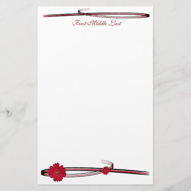 Red Gerber Daisy Flower Photograph Flourish Brevpapper (Framsida)