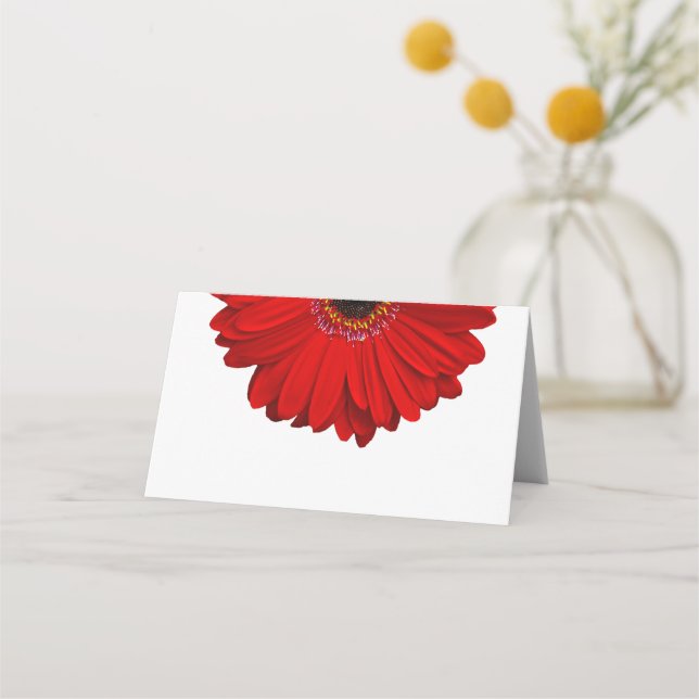 Red Gerber Gerbera Daisy Bröllop Placeringskort (Framsida)