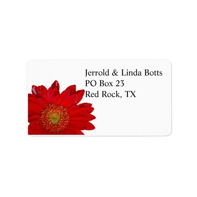 Red Gerbera Daisy Address Label Adressetikett (Framsidan)