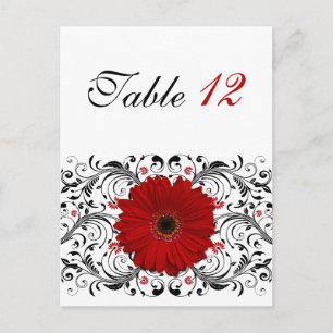 Red Gerbera Daisy Bordsnummer Card